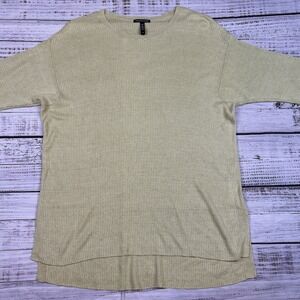 Eileen Fisher 100% Organic Linen Italian Yarn Green Tunic Top Coastal Shirt L